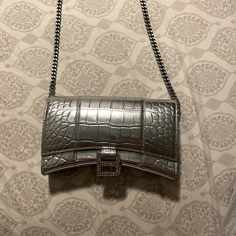 Balenciaga hourglass wallet handbag on chain